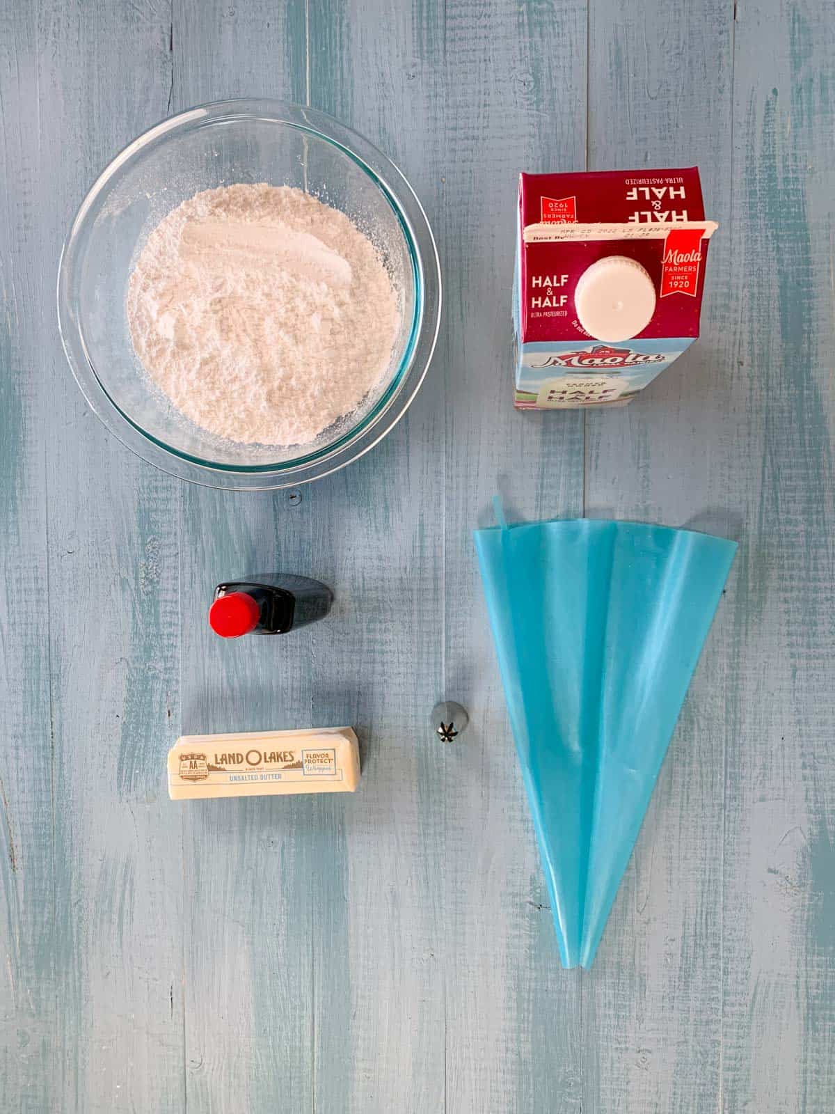 ingredients for the butter cream frosting.