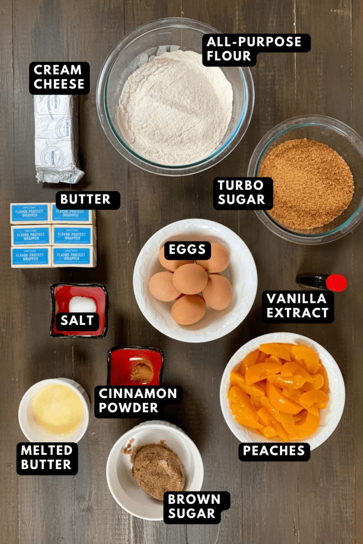 ingredients spread on wooden table pound cake.