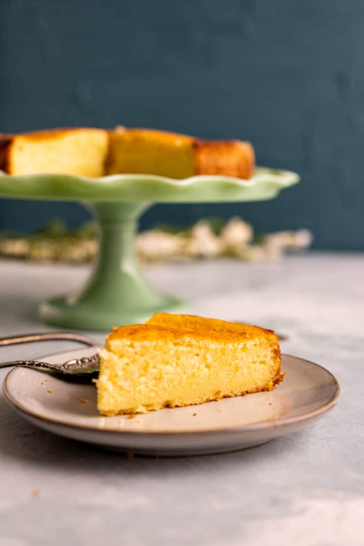 slice of the california pizza kitchen butter cake showing crumb and texture.