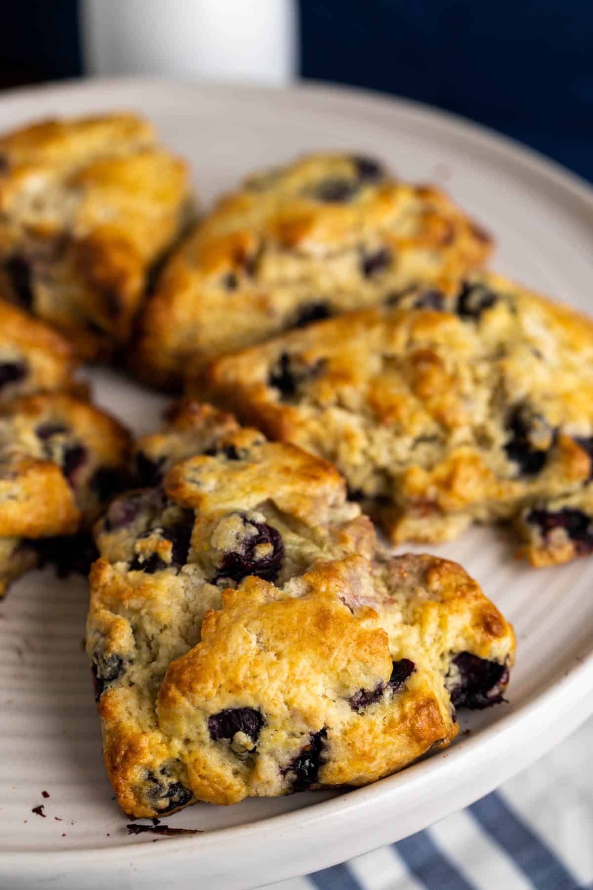 close shot of the starbucks blueberry scones showing the texture of the blueberry scones.