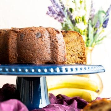 featured image of chocolate chip banana bundt cake