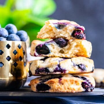 bo berry biscuits stacked over each other.