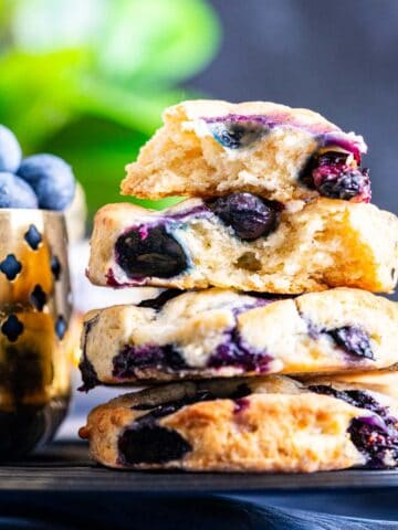 bo berry biscuits stacked over each other.