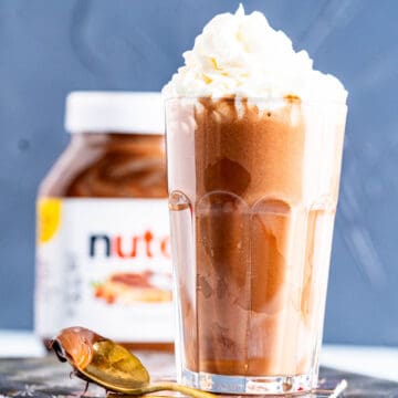 nutella milkshake with whipped cream.