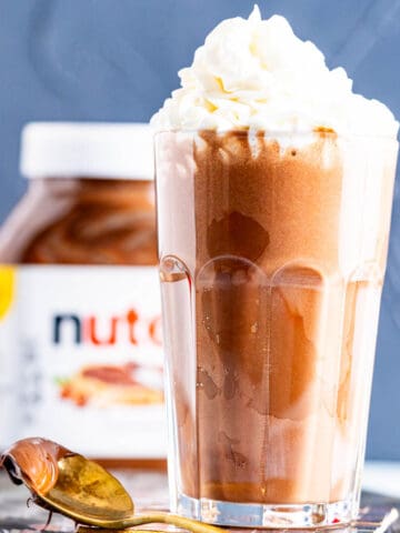 nutella milkshake with whipped cream.