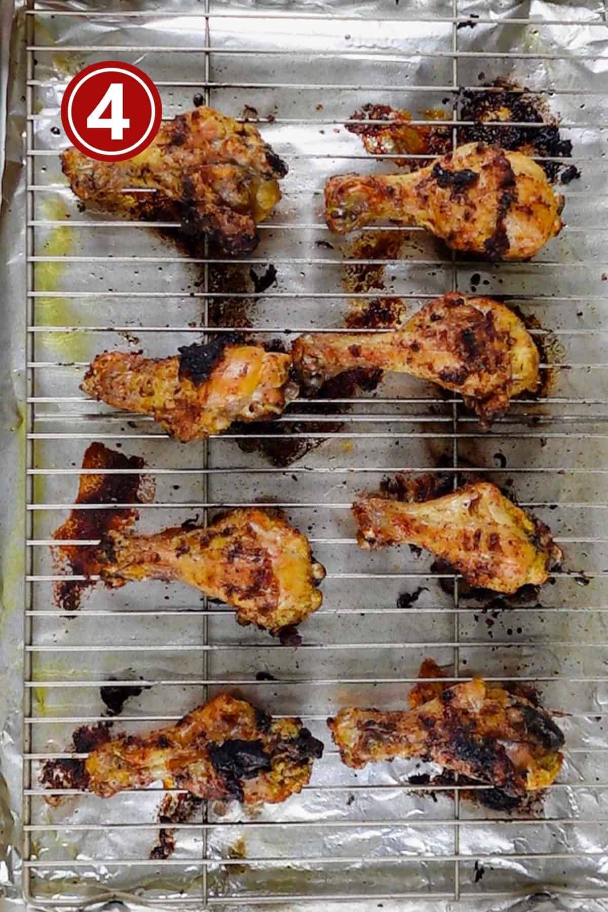 Baked chicken on the wire rack.