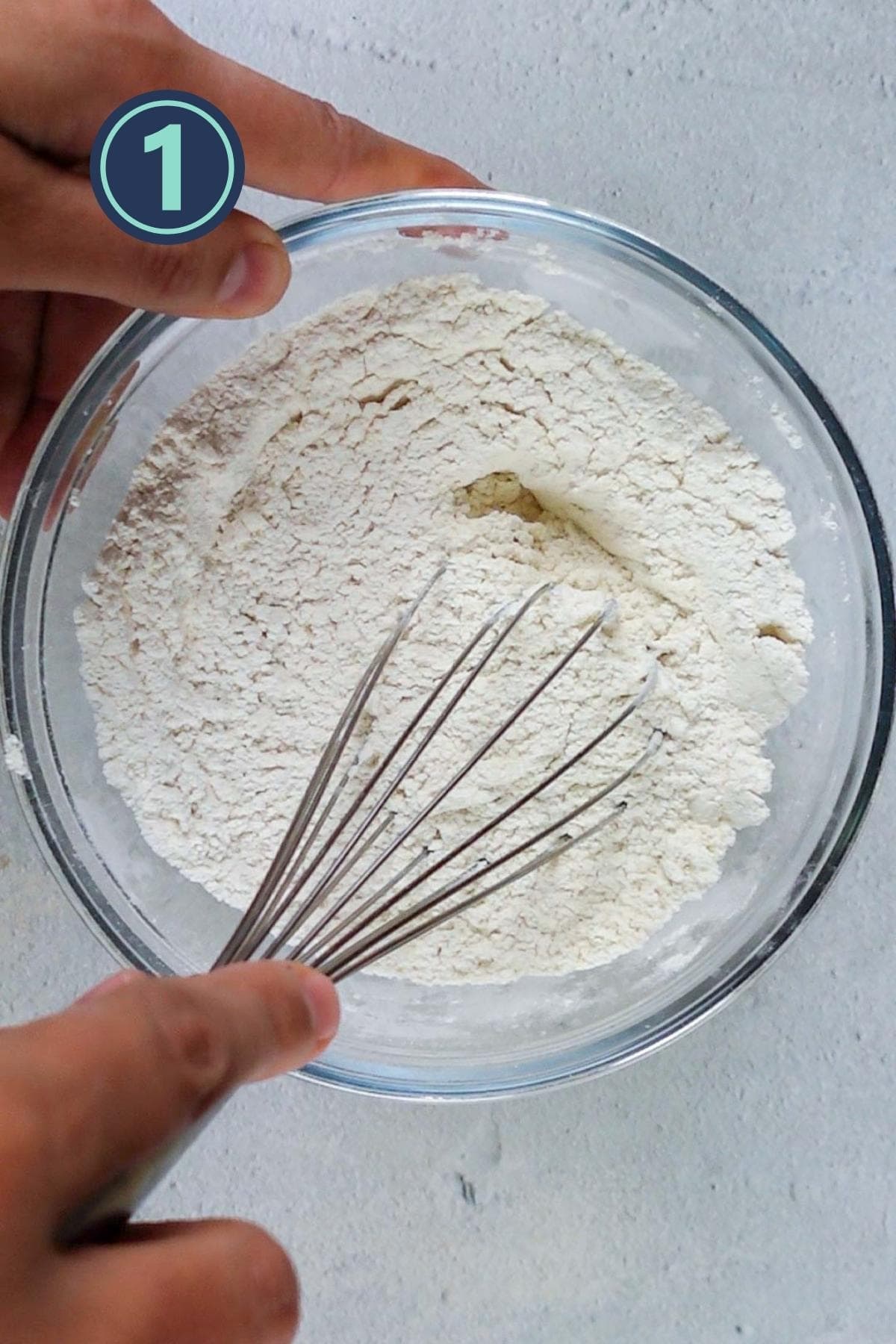 whisking the dry ingredients together.