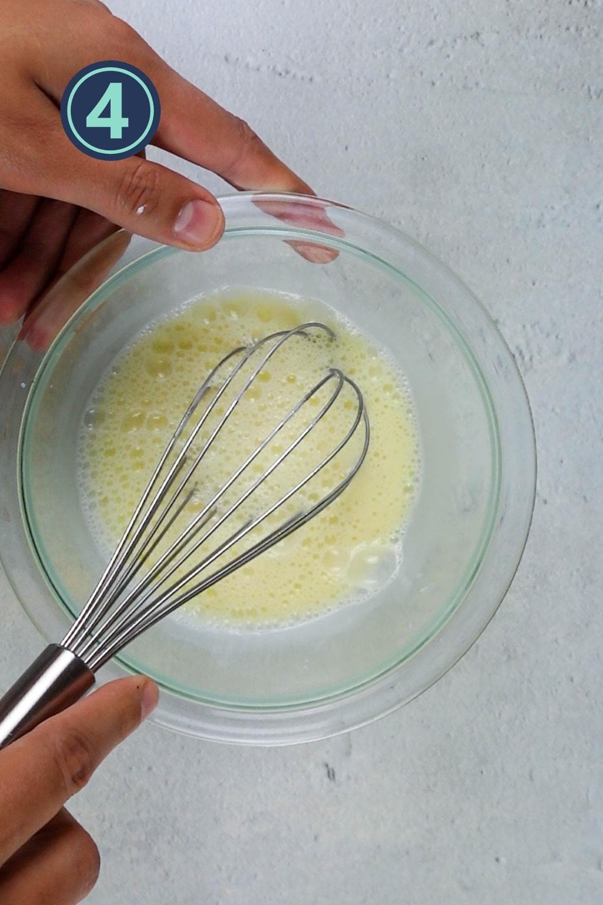 beating the eggs in a small bowl.