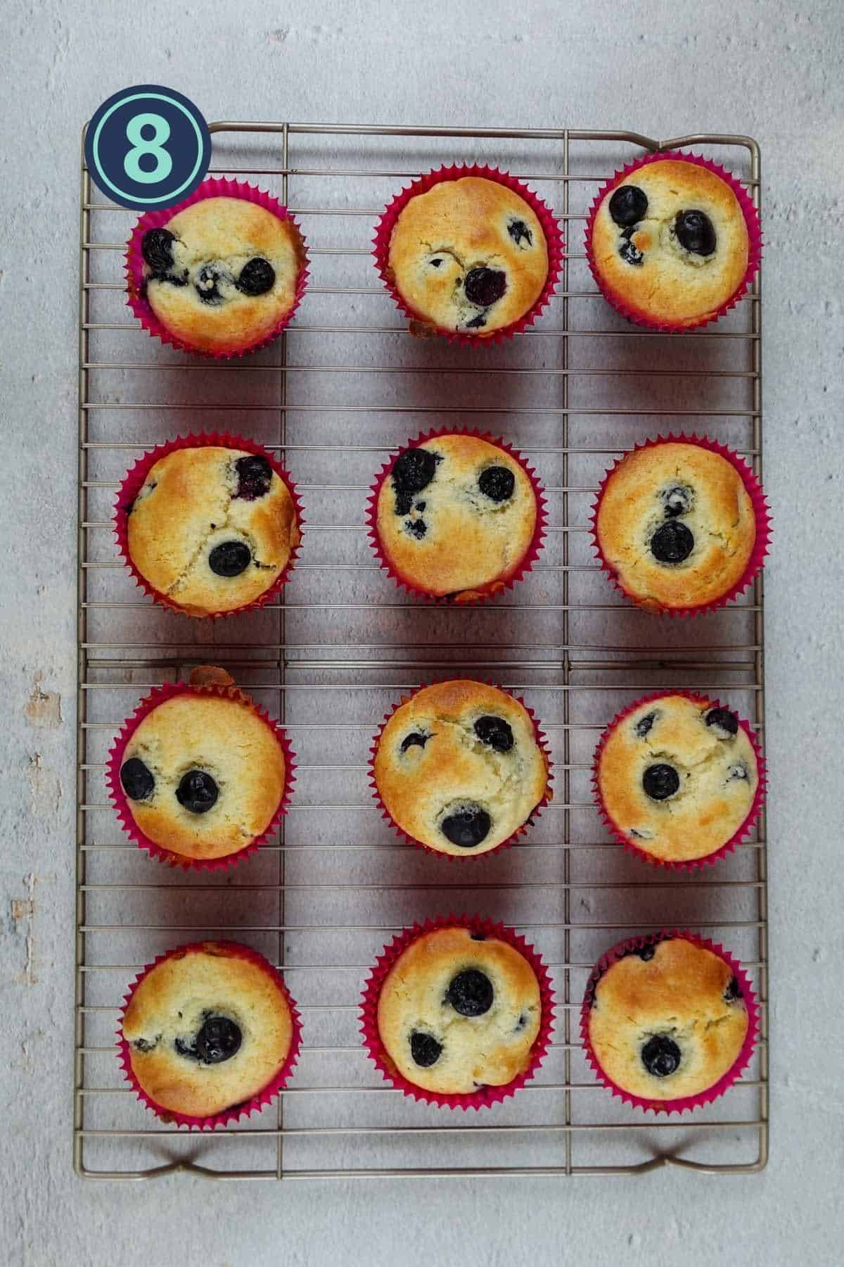 baked muffins sitting on the wire rack.