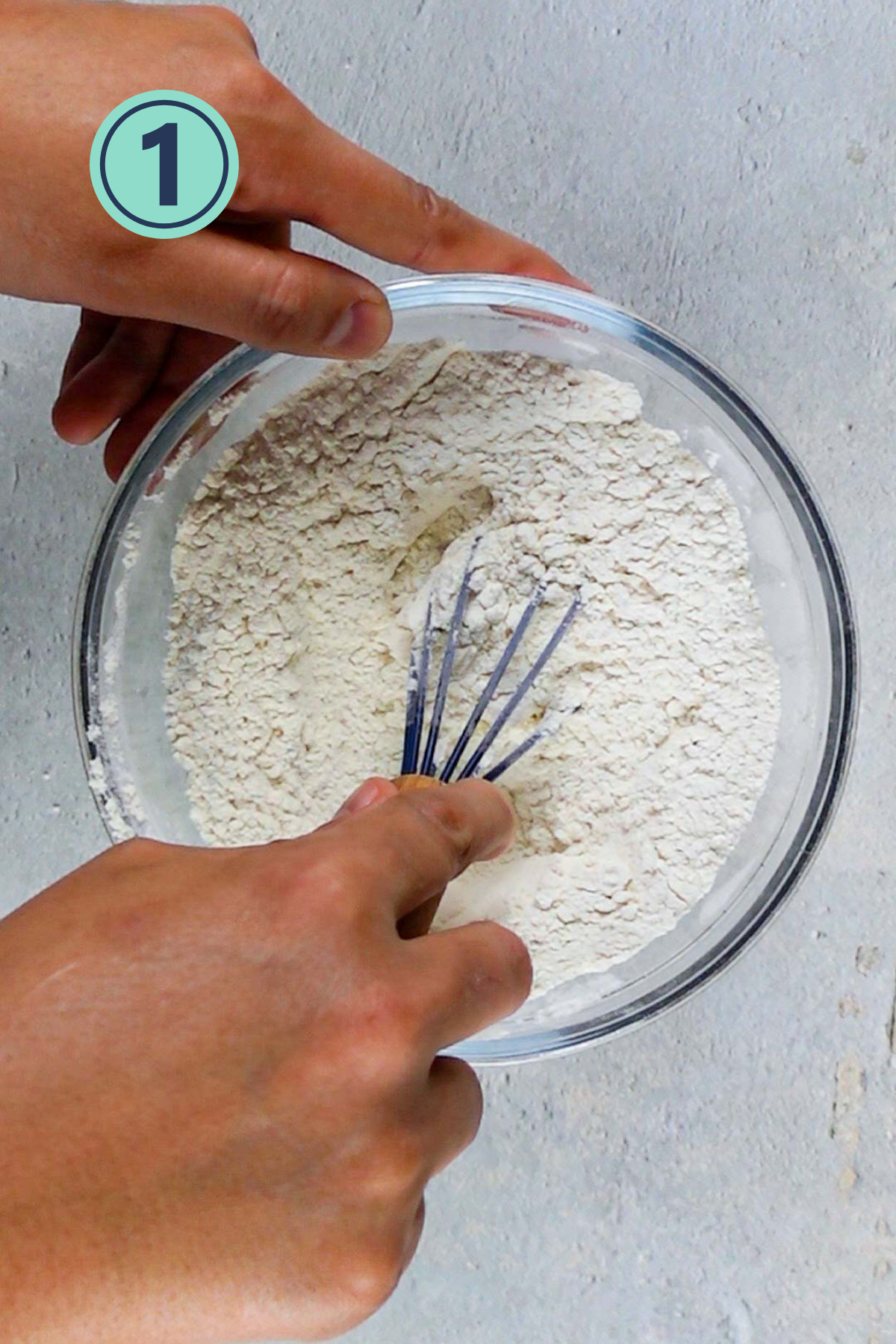 Whisking up the dry ingredients for lemon loaf.