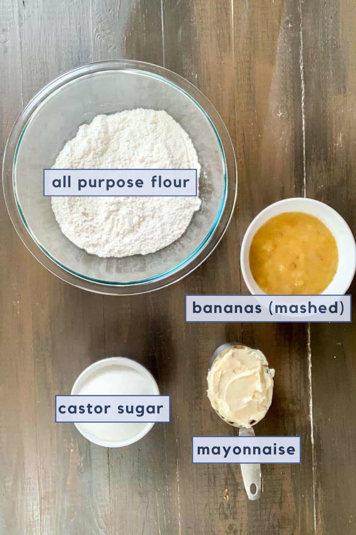 Ingredients for Banana Bread with Four Ingredients